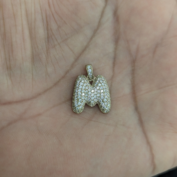 10kt Real Gold Bubble Initial M Pendant